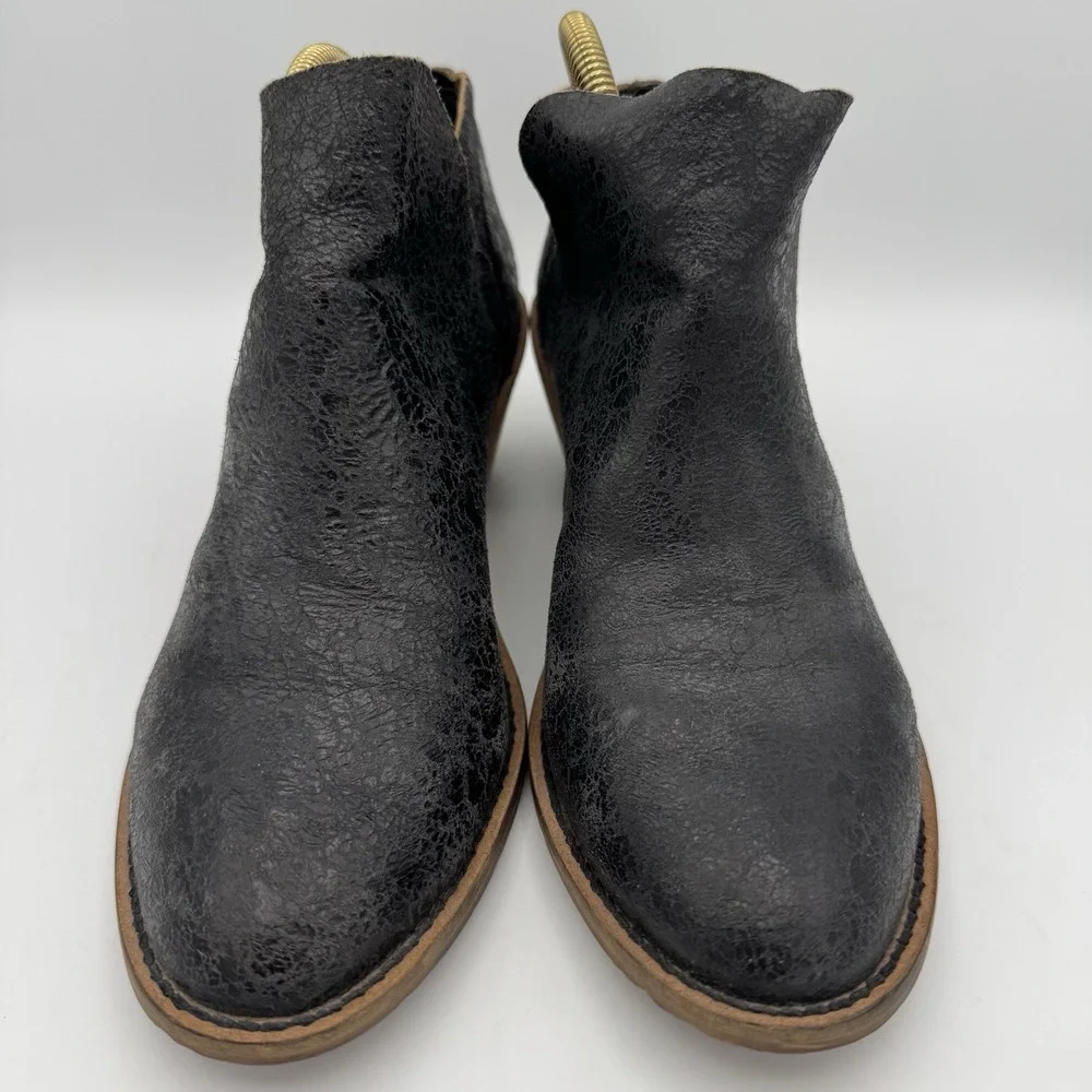 KELSI DAGGER Ankle Boots Booties Sz 6 Black Leather Crackled‎ Finish